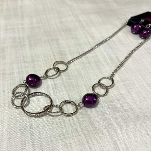 Silver & Purple Necklace/Earrings